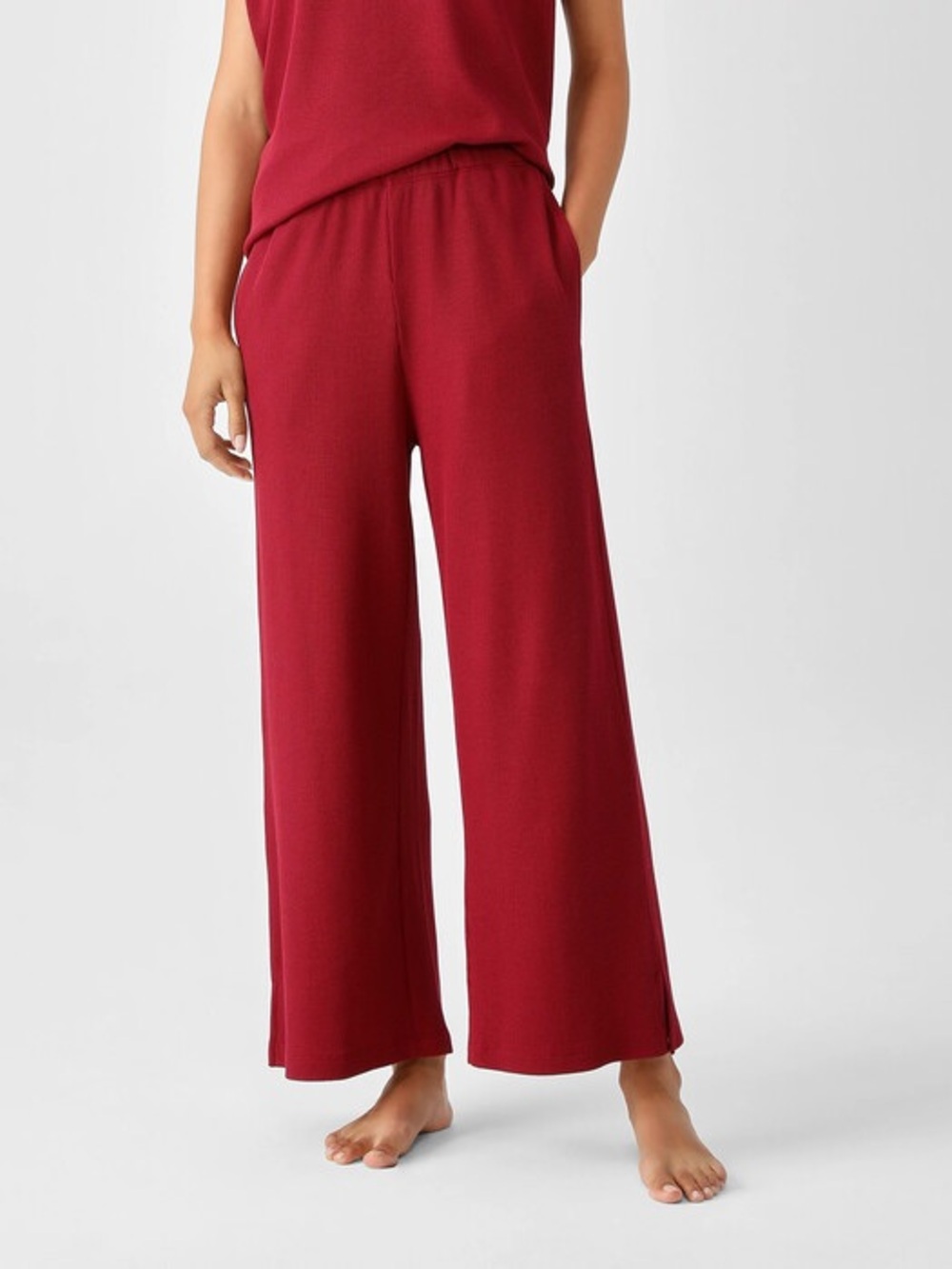 Eileen Fisher slub knit Organic cotton Wide Leg Crop Pants - XXS - New
